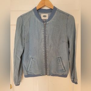 Chambray-Styke Bomber Jacket (S, Old Navy)